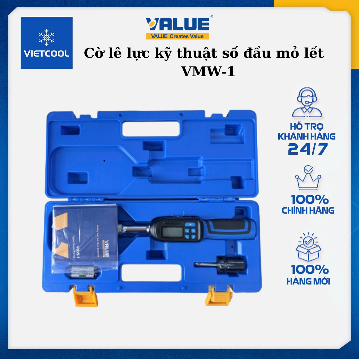 Thêm Tiêu đề Phụ (1) Cờ lê lực kỹ thuật số đầu mỏ lết VALUE Model: VMW-1 - Image 1